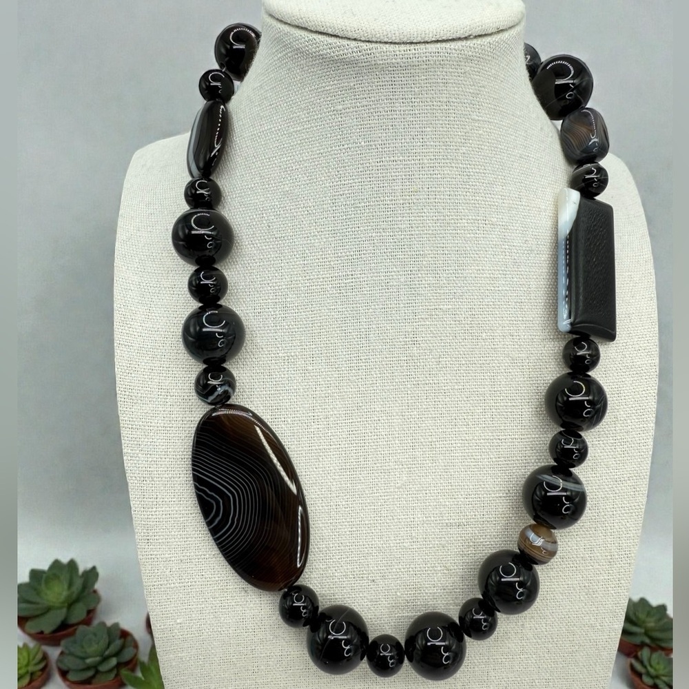 Jay King Mine Finds South African Lace Agate Sterling Silver Necklace 109g 18-20 - Picture 5 of 17